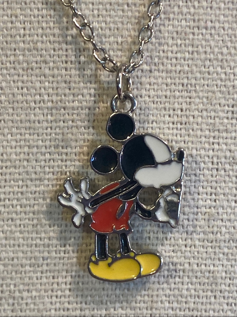 Disney Mickey Mouse Enamel Pendant Necklace 18” + Extender